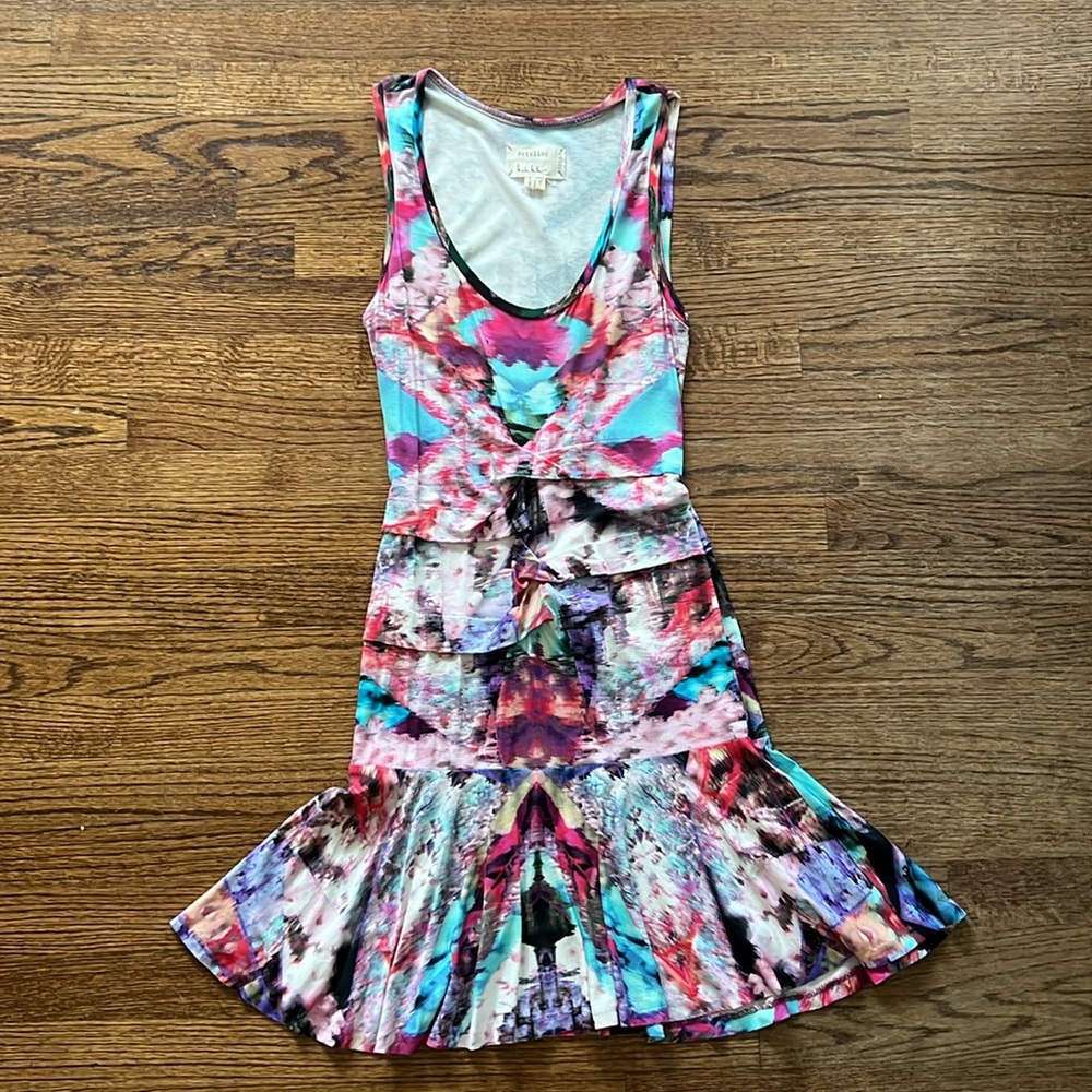 Nicole Miller scoop neck multi color dress